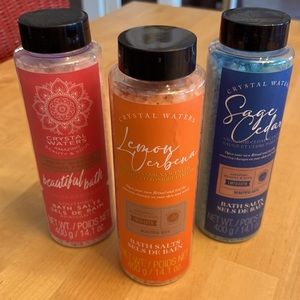 Crystal Waters Luxurious Bath Salts Set Of 3 Scented Sage Lemon Peony